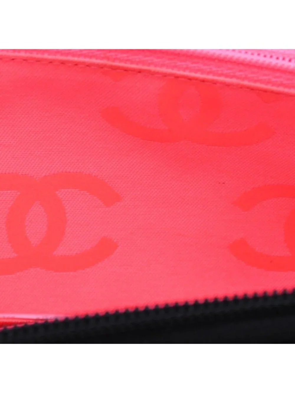 Chanel Cambon Line Round Zip Wallet Calfskin Black Silver